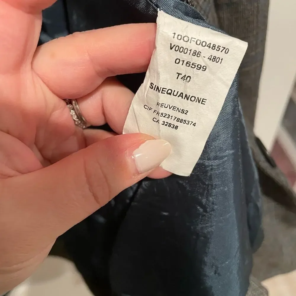 Sinequanone Paris gray Textured Single-Breasted Blazer size euro 40 or us 8